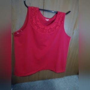 Liz & Me size 2X 22/24 red tank top with crochet lace.